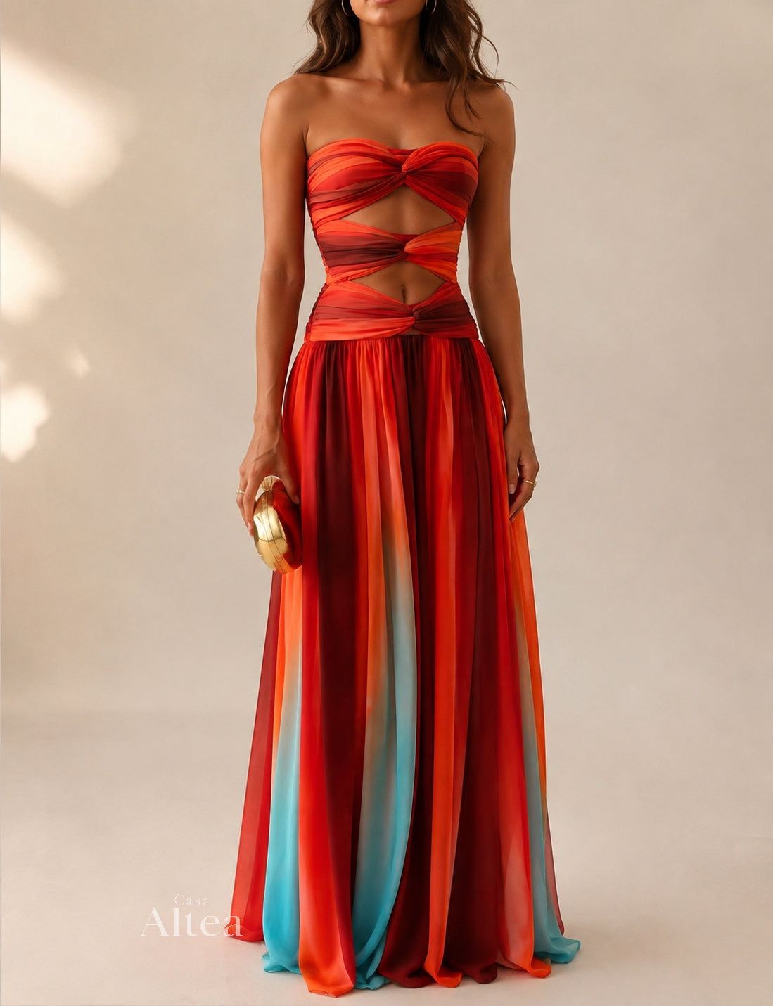 Alba Vestido Maxi Calado con Degradado Tie-Dye