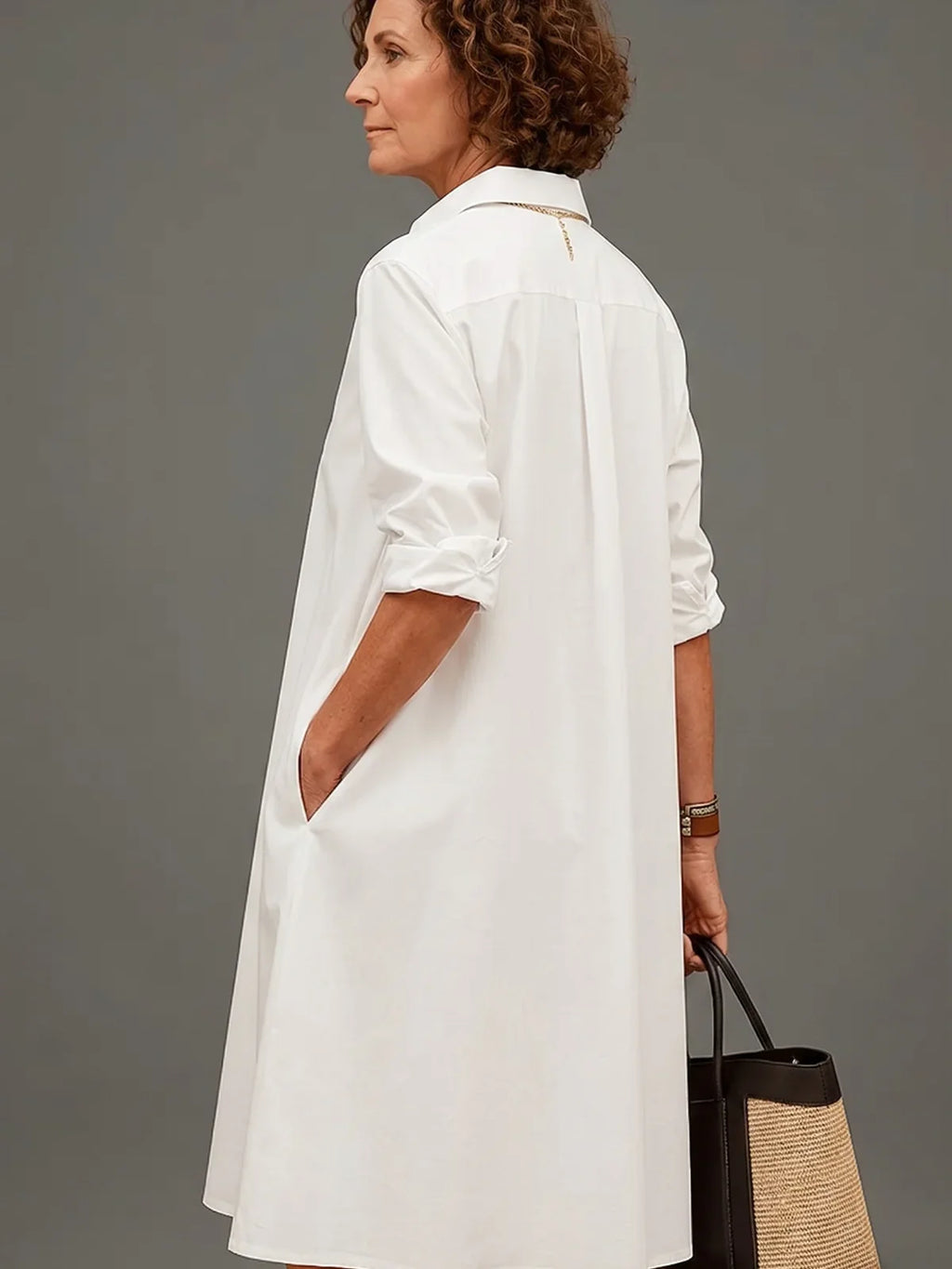 Vestido Midi Camisero Blanco