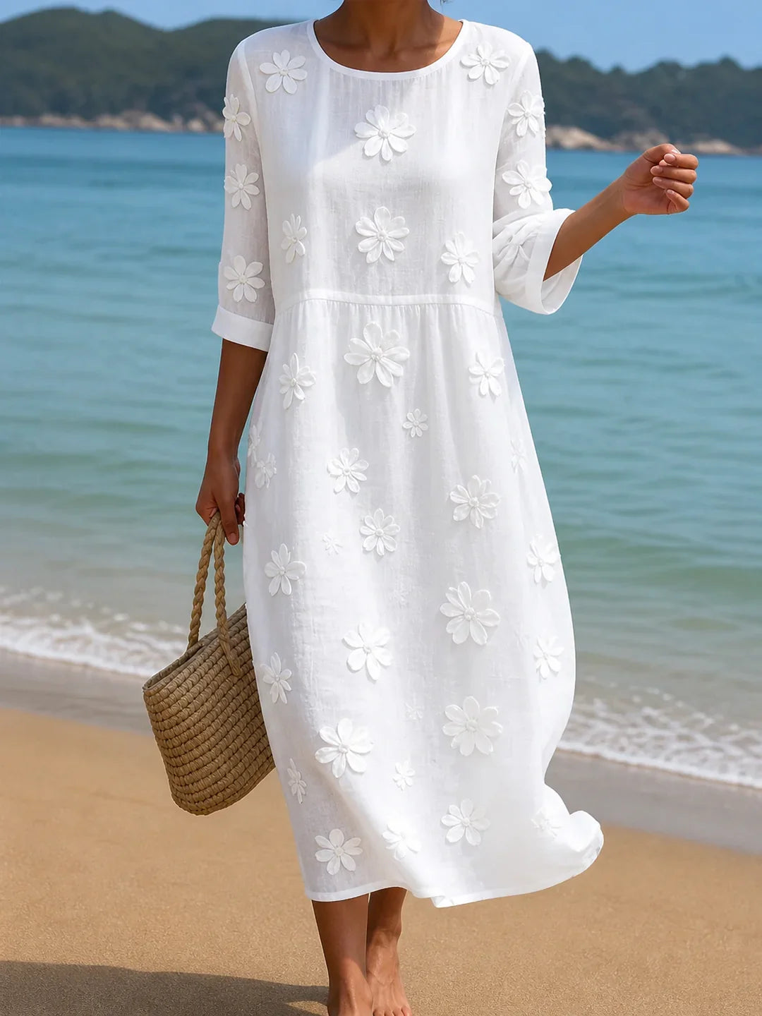 Vestido Casual Floral Blanco
