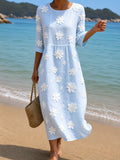 Vestido Casual Floral Azul