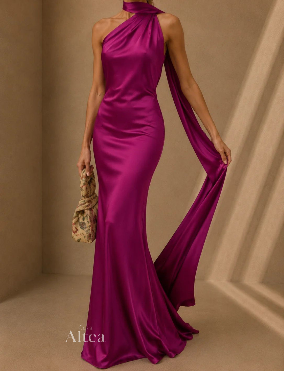 Vittoria Vestido Maxi Satinado Asimétrico