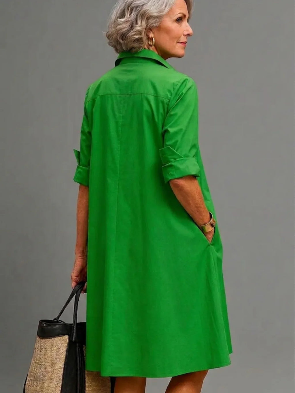 Vestido Midi Camisero Verde