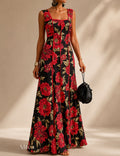 Valeria Vestido Maxi Floral con Escote Cuadrado