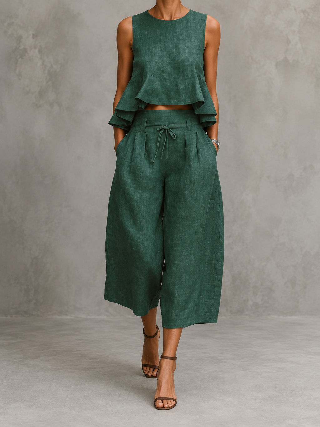 Freya Conjunto de Dos Piezas para Mujer con Bajo Fruncido