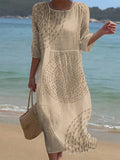 Vestido Casual Bordado Beige