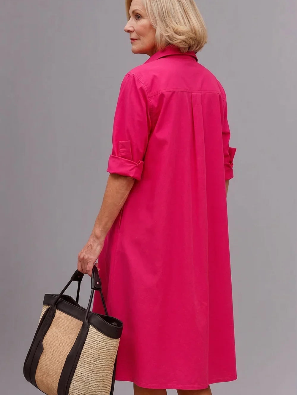 Vestido Midi Camisero Rosa