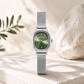 Esmeralda Reloj Ovalado Verde de Acero Inoxidable