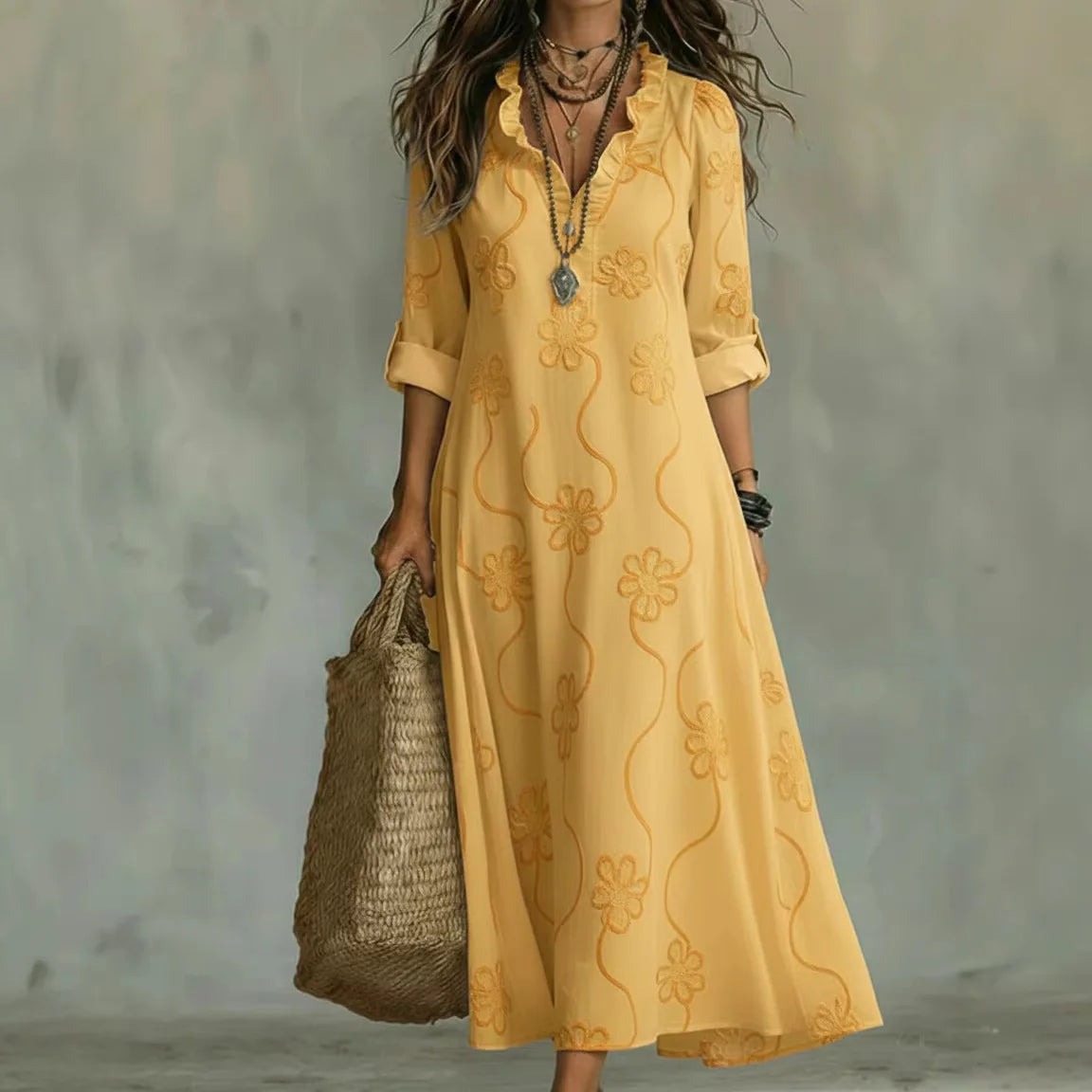 Vestido Largo de Verano con Estampado Floral