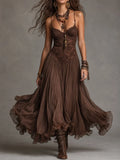 Noelia Vestido Maxi Bohemio de Encaje y Chifón