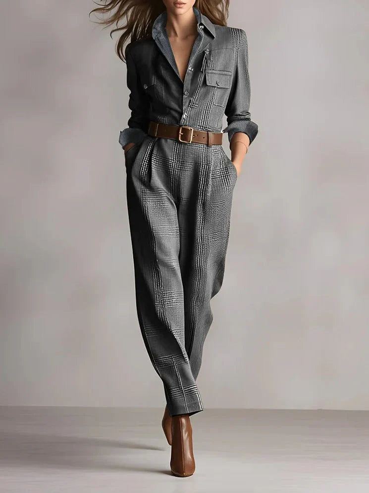 Mono Elegante Estampado a cuadros Monocromático
