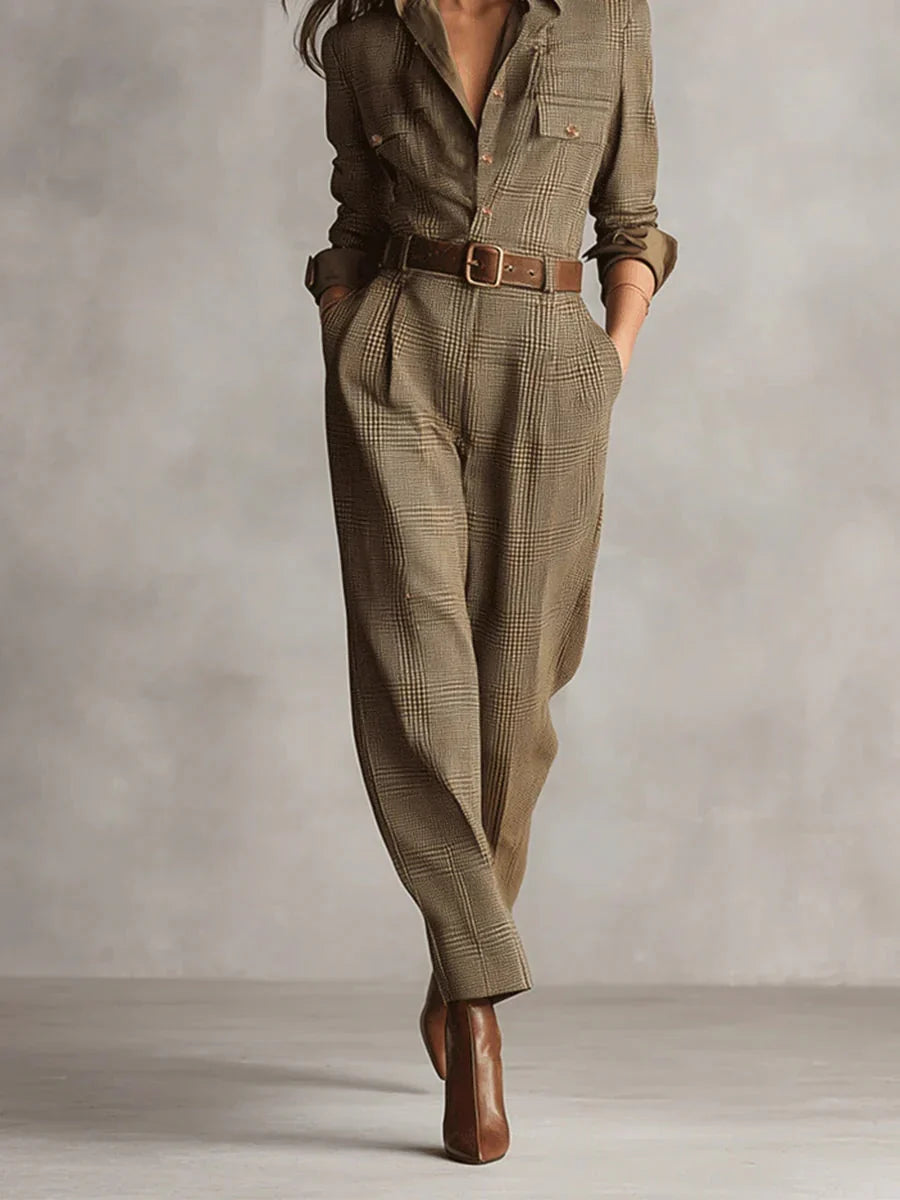 Mono Elegante Estampado a cuadros Monocromático