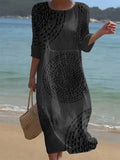 Vestido Casual Bordado Negro