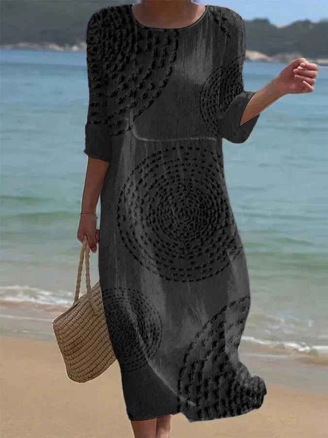 Vestido Casual Bordado Negro