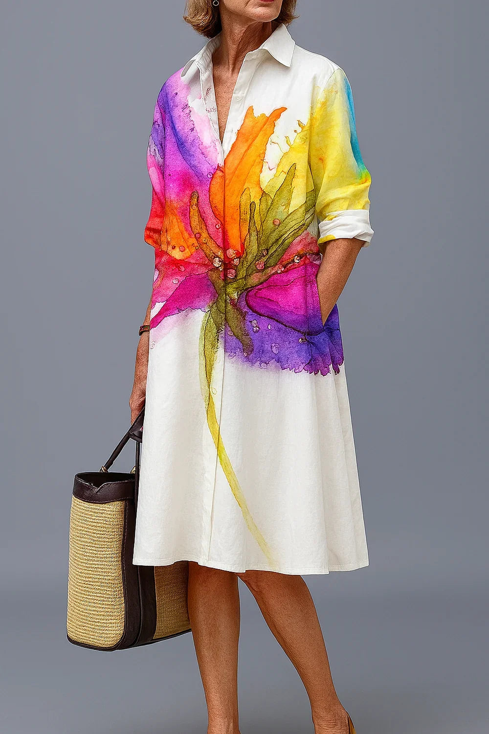 Vestido Midi Camisero Pintoresco