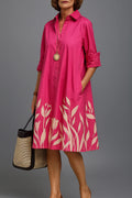 Vestido Midi Camisero Floral Rosa