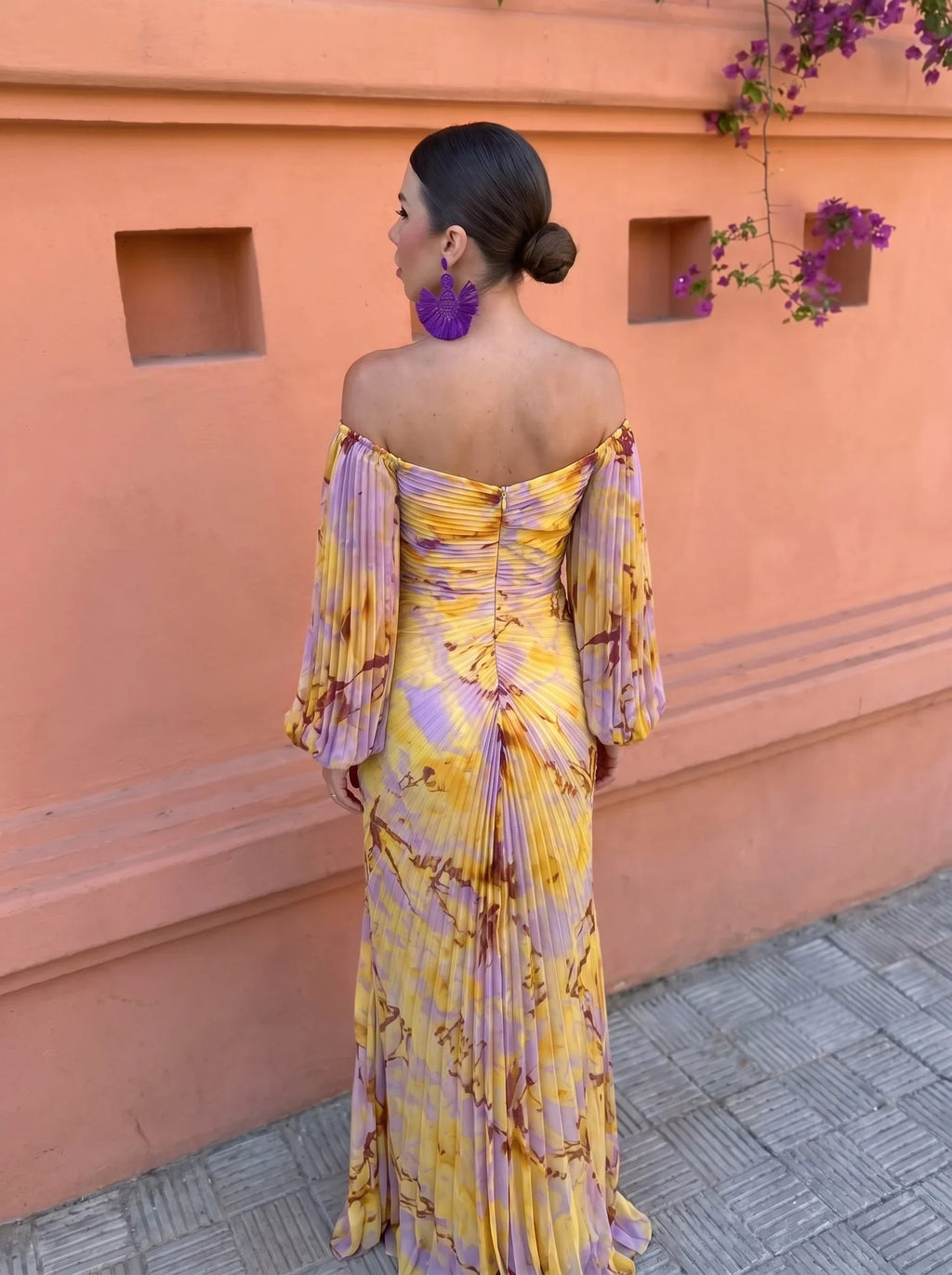 Aitana Vestido Maxi Estampado con Fruncido Central