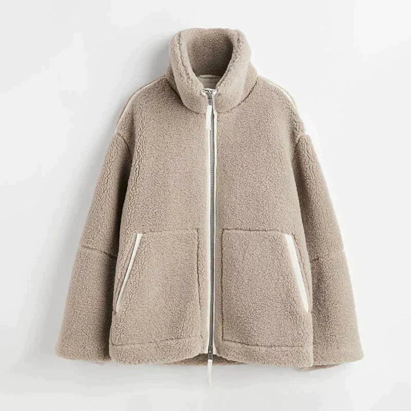 Silvana | Chaqueta Teddy Oversize de Cuello Alto