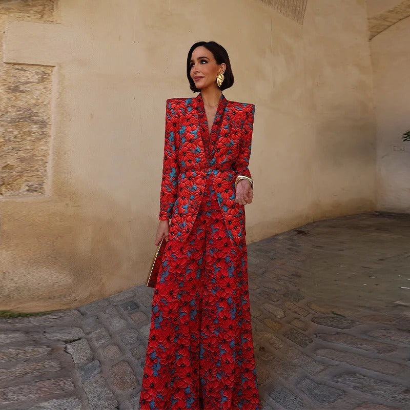 Amalia Conjunto de Pantalón Floral y Blazer