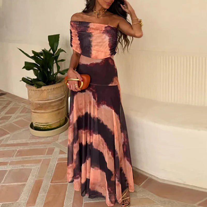 Vega Vestido Maxi de Hombros Descubiertos con Aberturas