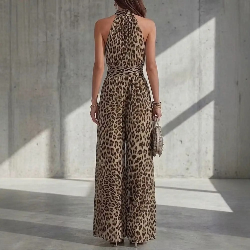 Adriana Mono Halter con Estampado Leopardo y Pantalón Ancho