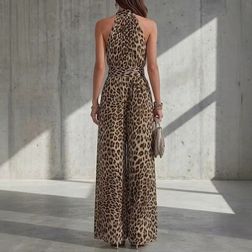 Adriana Mono Halter con Estampado Leopardo y Pantalón Ancho