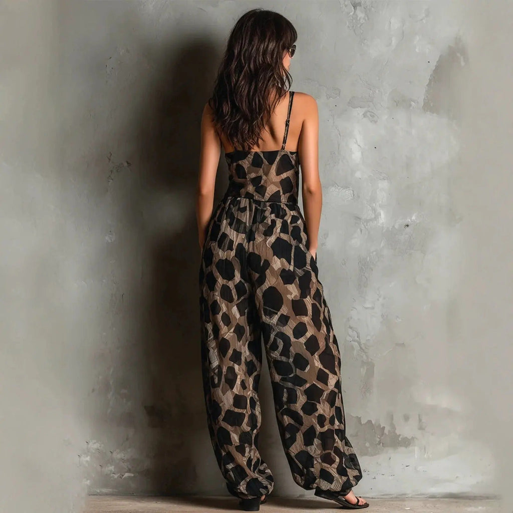 Gabriela Mono Animal Print de Pierna Ancha