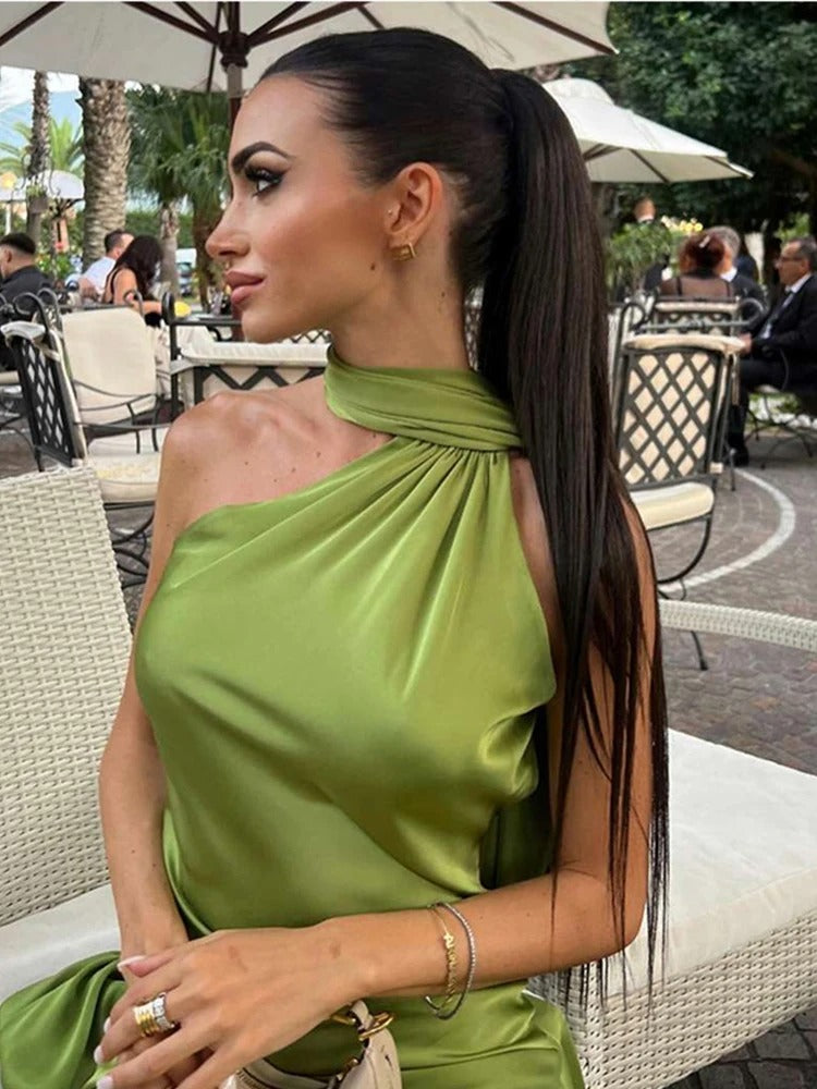 Vittoria Vestido Maxi Satinado Asimétrico