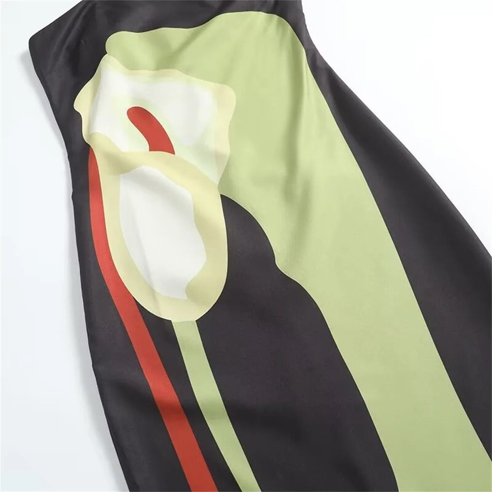 Aurelia Vestido Maxi Palabra de Honor con Estampado Artístico