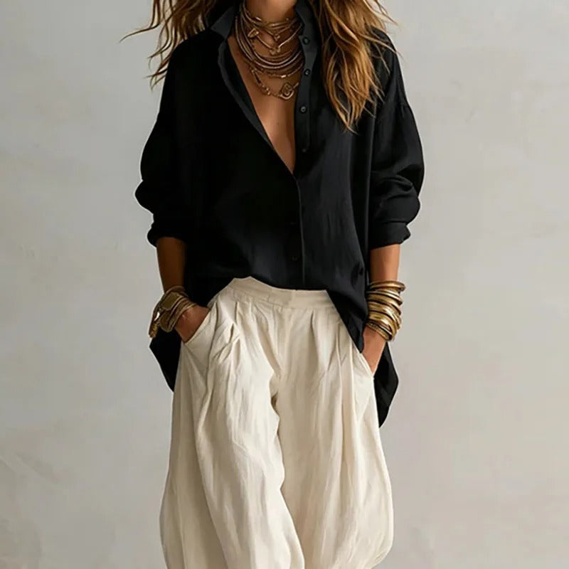 Aitana Conjunto Fluido de Camisa y Pantalón Ancho