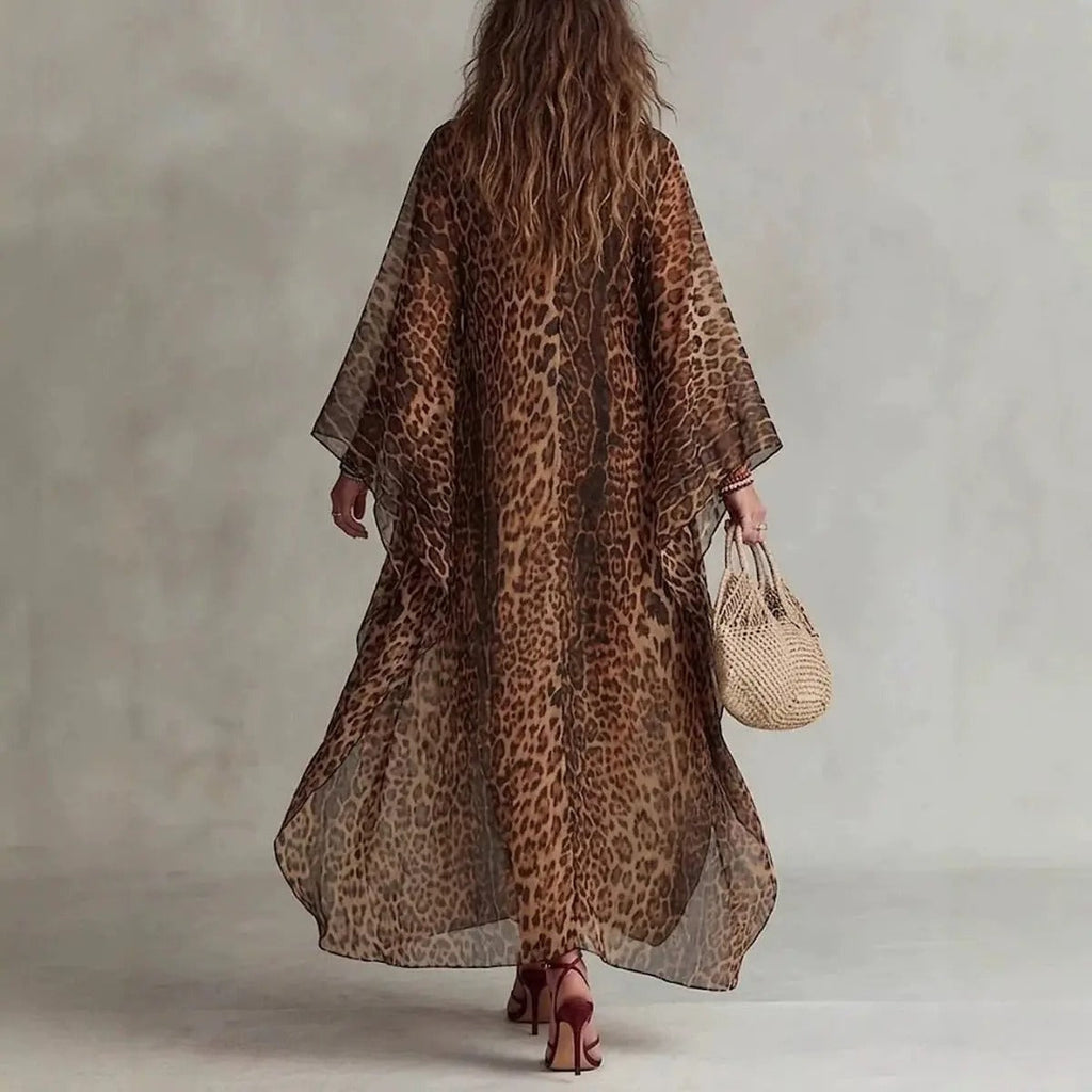 Sabina Vestido Kaftán Largo con Estampado Animal