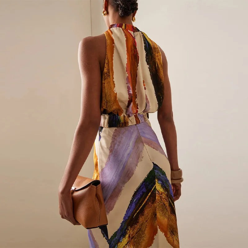 Élodie Conjunto de Dos Piezas Halter con Estampado Artístico
