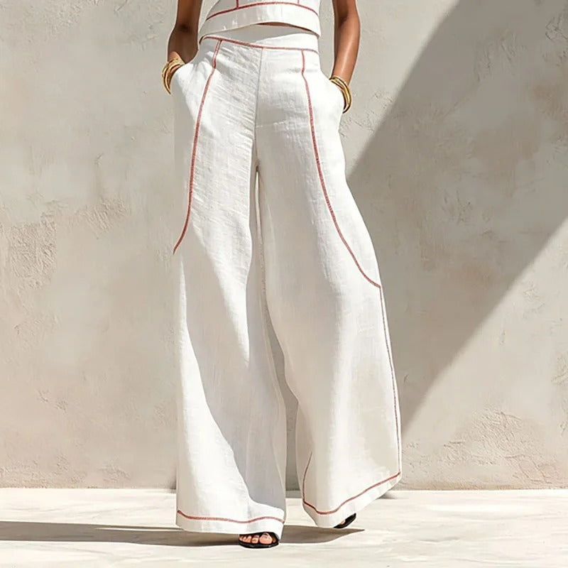 Inés Conjunto de Dos Piezas con Pantalón Palazzo y Detalles en Contraste