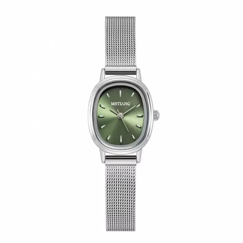 Esmeralda Reloj Ovalado Verde de Acero Inoxidable