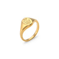 Violeta Anillo Dorado de Acero Inoxidable con Flores Silvestres Grabadas