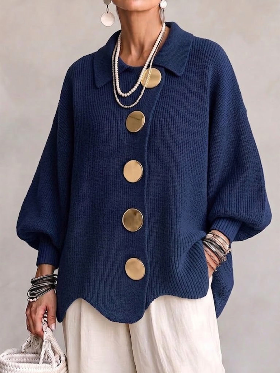 Valentina | Cárdigan Oversize con Botones Dorados