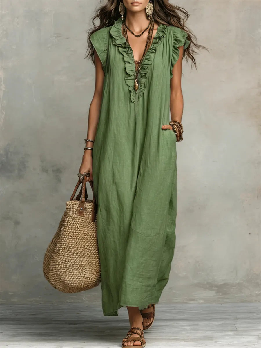 Olimpia Vestido Maxi Bohemio con Escote en V