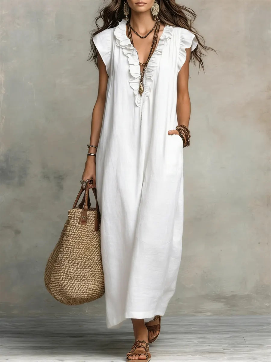 Olimpia Vestido Maxi Bohemio con Escote en V