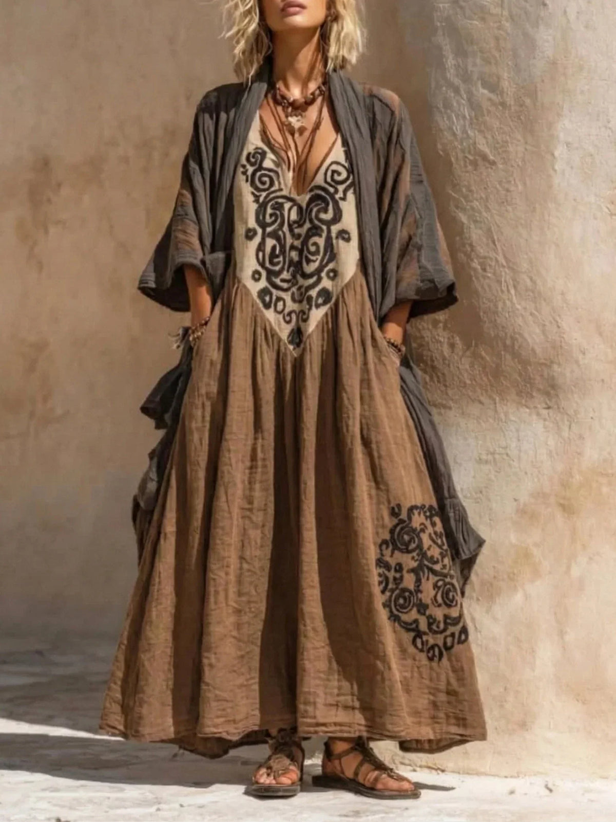 Tania Conjunto Bohemio de Dos Piezas con Estampado Artístico